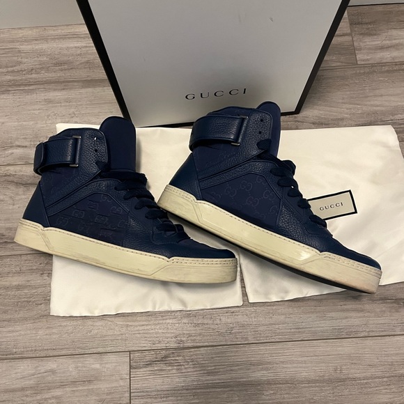 Gucci Blue Guccissima High Top Sneaker - Picture 5 of 12